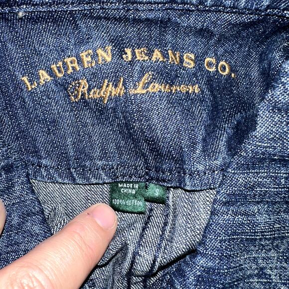 Lauren Jeans Co Womens Size Small Denim Knot Button Pocket Jean Jacket - Picture 2 of 10